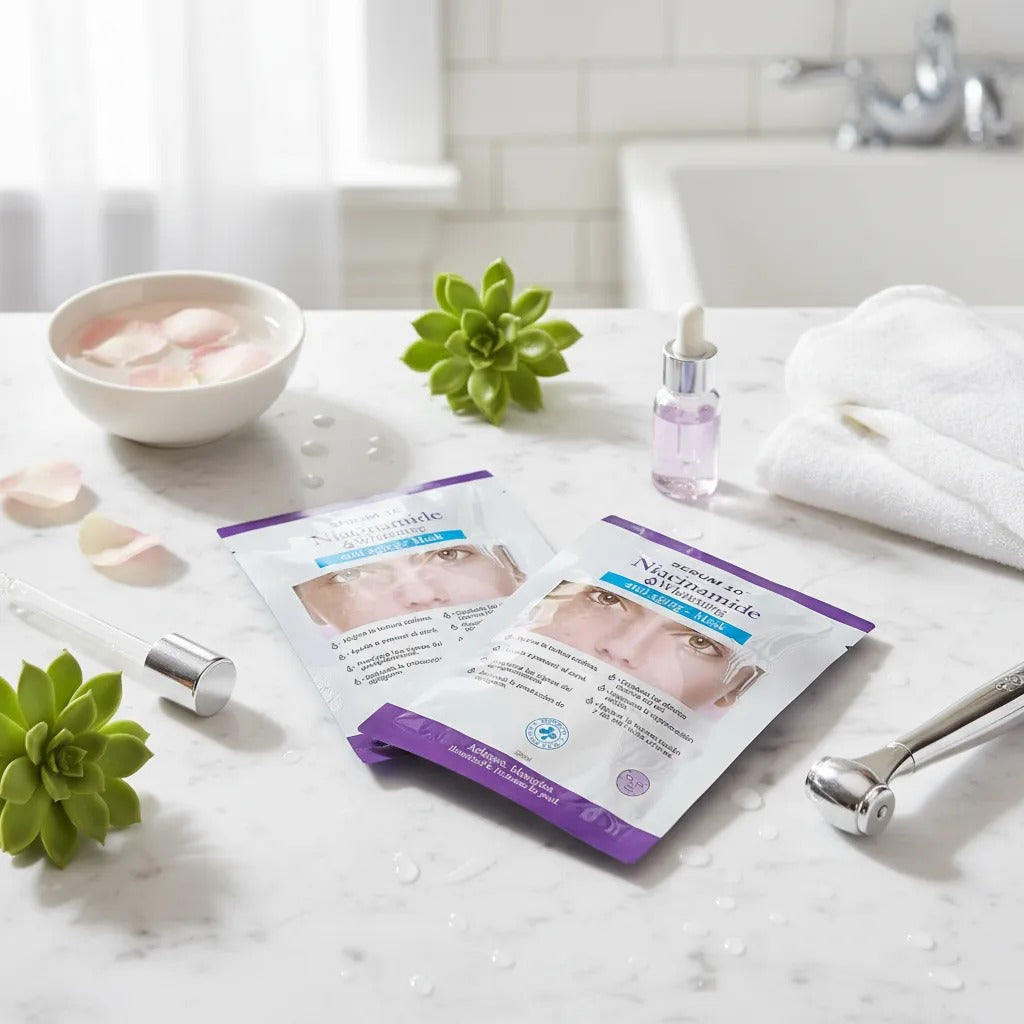 4 MASCARILLAS ACLARANTES NIACINAMIDA TRATAMIENTO PARA EL MES COMPLETO